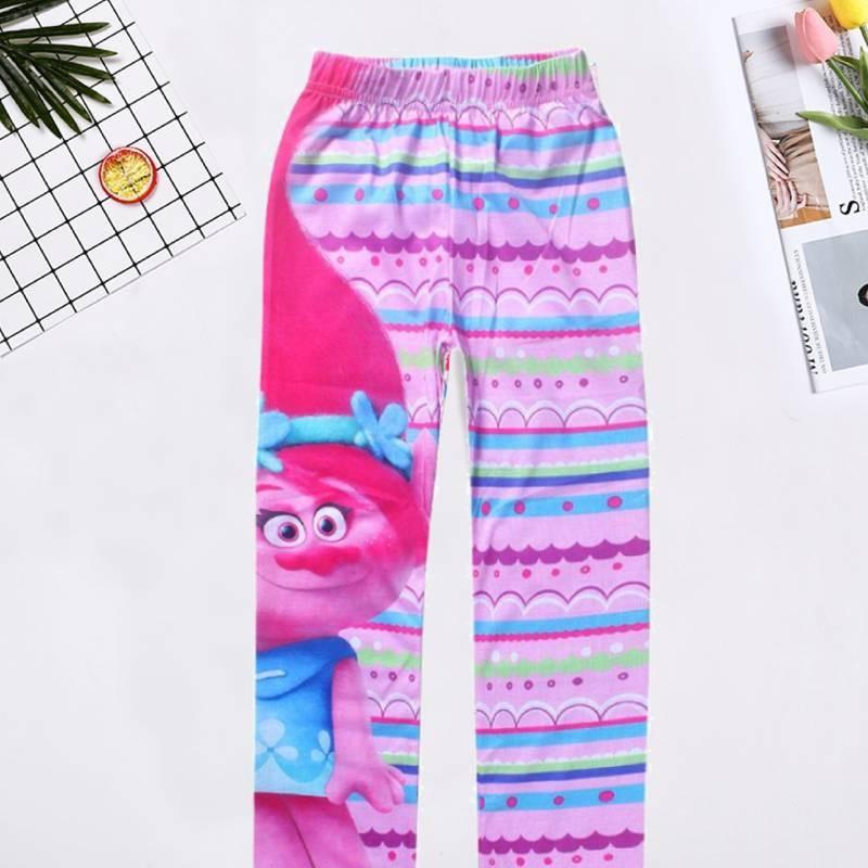 Trolls Girls Cartoon Print Long Pants With Polyester Fabric For Daily Playwear