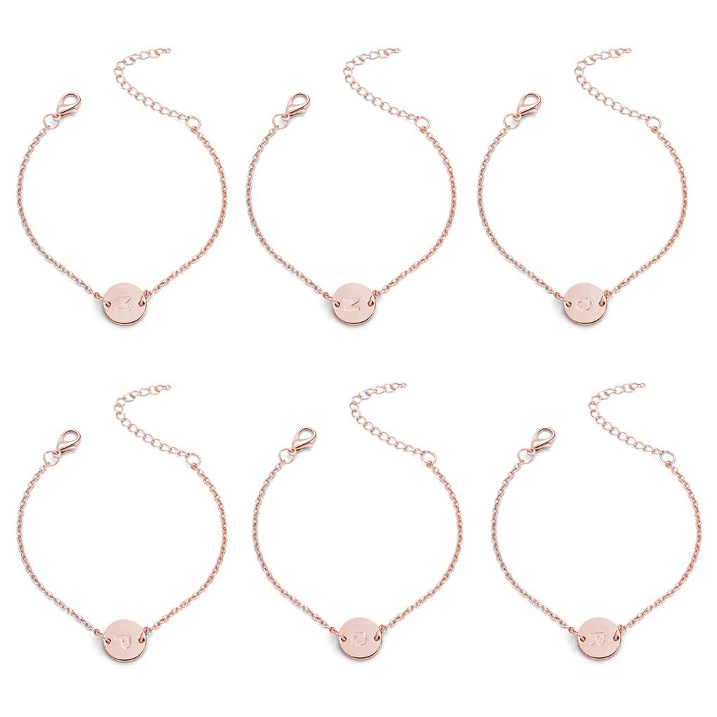 A-Z Chain Alphabet Wristband Bracelet Round Letters Pendant Lady Retro Bangles Girl Women Jewelry