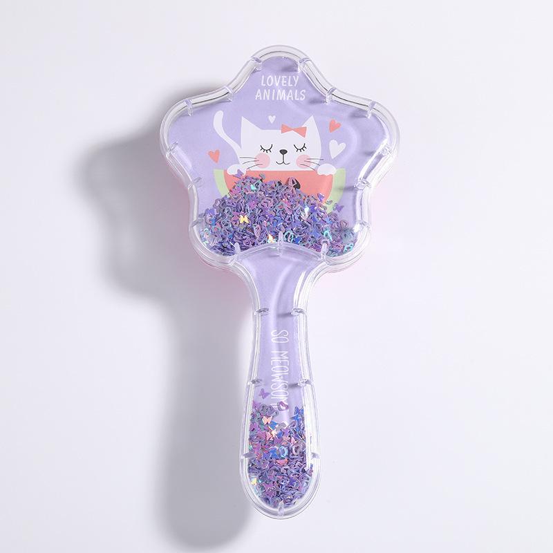 2023 New Cartoon Quicksand Comb with Glitter and Foam Hair Cushion Massage Comb for Cosmetic Styling