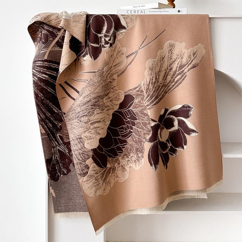 Girl Style Mori Stork Autumn And Winter Double-Sided Imitation Cashmere Scarf Winter High-End Warm Shawl