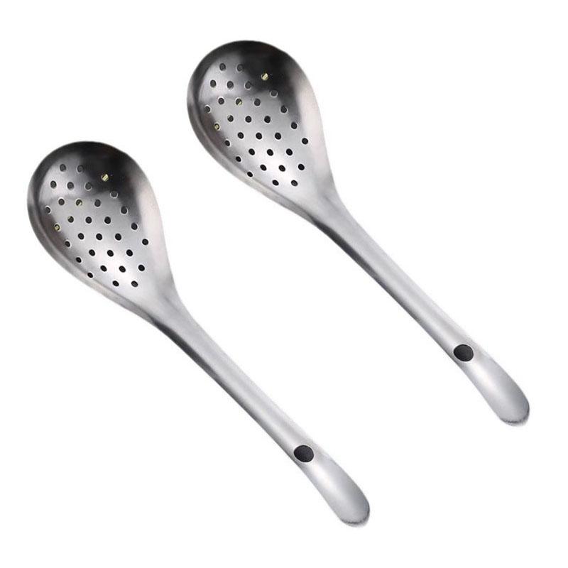 

2pcs Stainless Steel Strainer Spoon Skimmer Slotted Spoon Pepper Strainer Kitchen Colander Spaghetti Drain Spoon Food Filtration