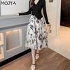 Women Spring Autumn Boho Lace Crochet Skirt Stretch High Waist Women Embroidery A-Line Skirt Women Beach Pleated Skirt