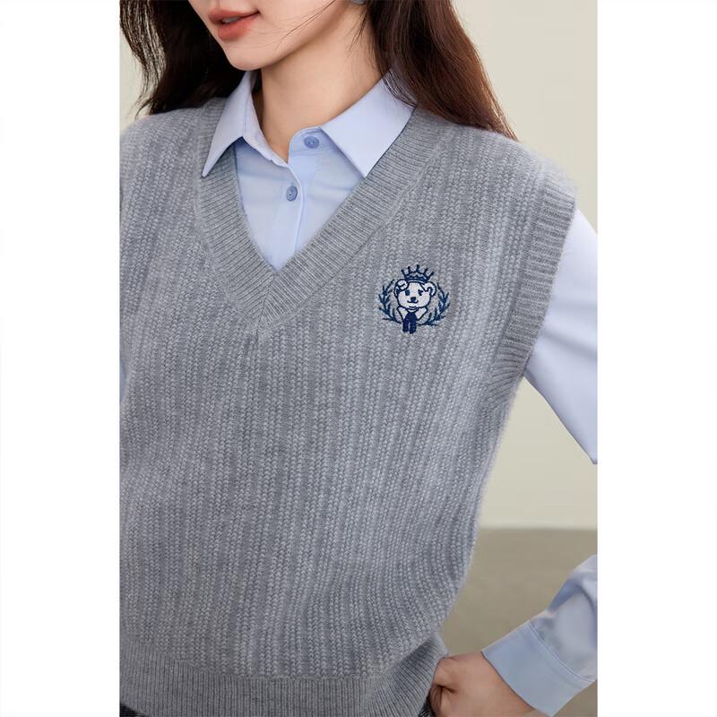 

Женский вязаный жилет с V-образным вырезом в стиле колледж, с цветными блоками M