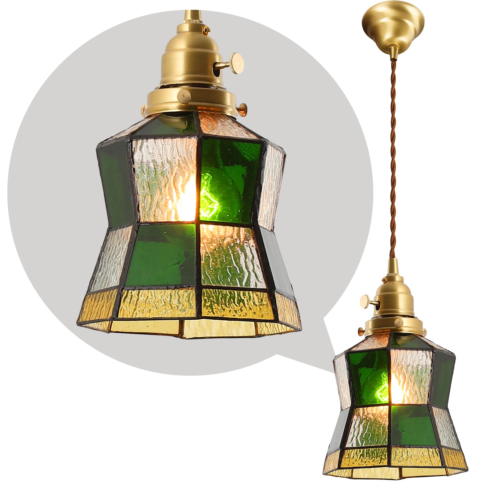 

Stylish Nordic Modern LED Pendant Light with Glass Shade and Brass Body, Adjustable Cord, Ceiling Mount (E26 Base, Bulb Sold Separately), Ideal for