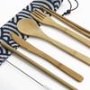 Set di stoviglie in legno ecologico Set di stoviglie da viaggio portatile Set di posate in bambù Utensili da esterno in legno con custodia