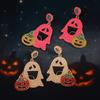 Kawaii Ghost Pumpkin Earrings Pearl Halloween Party Jewelry Vintage Cute Ghost Earrings  Daily