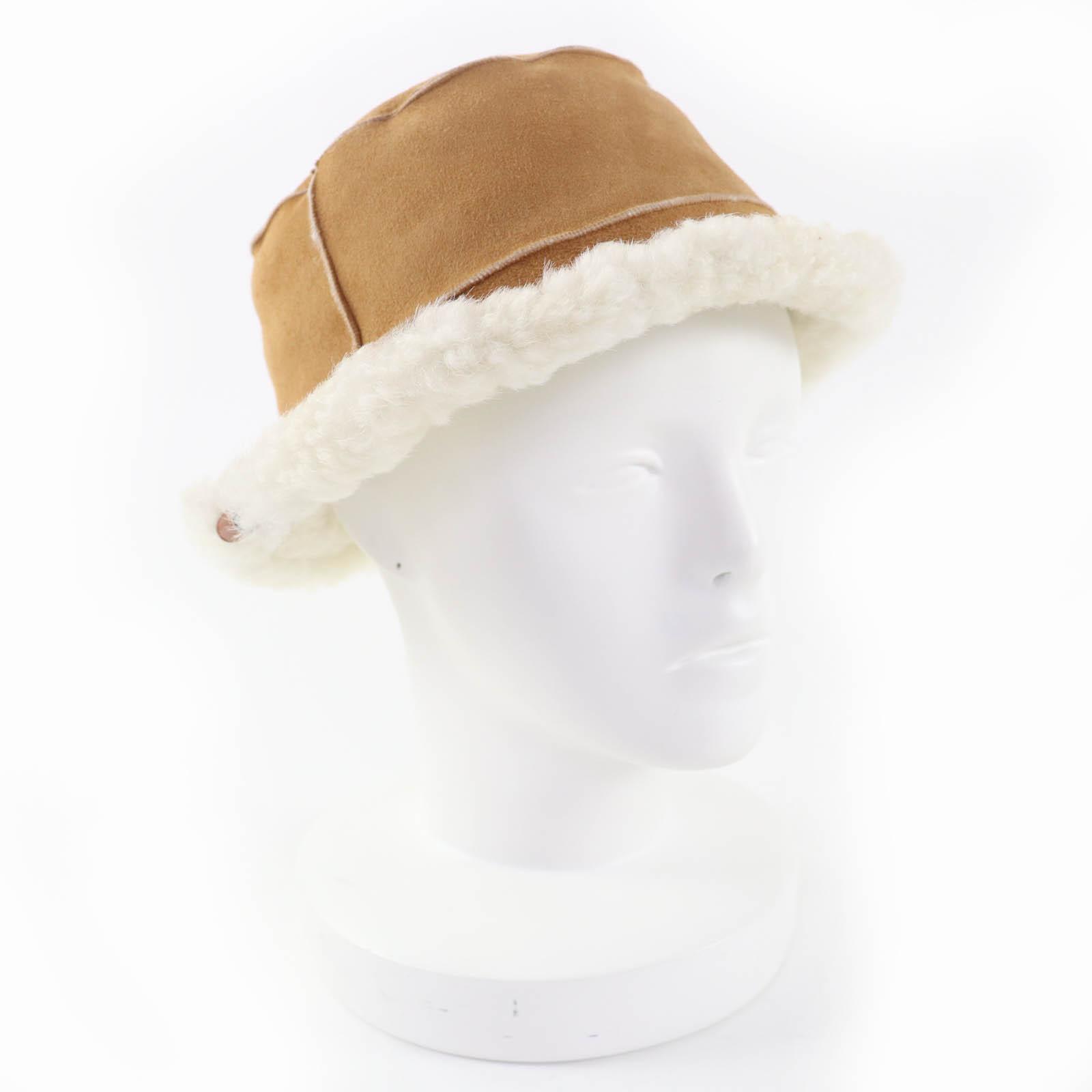

Great LOEWE hat Logo leather shearling bucket hat Brown Lamb leather Women 57 Used