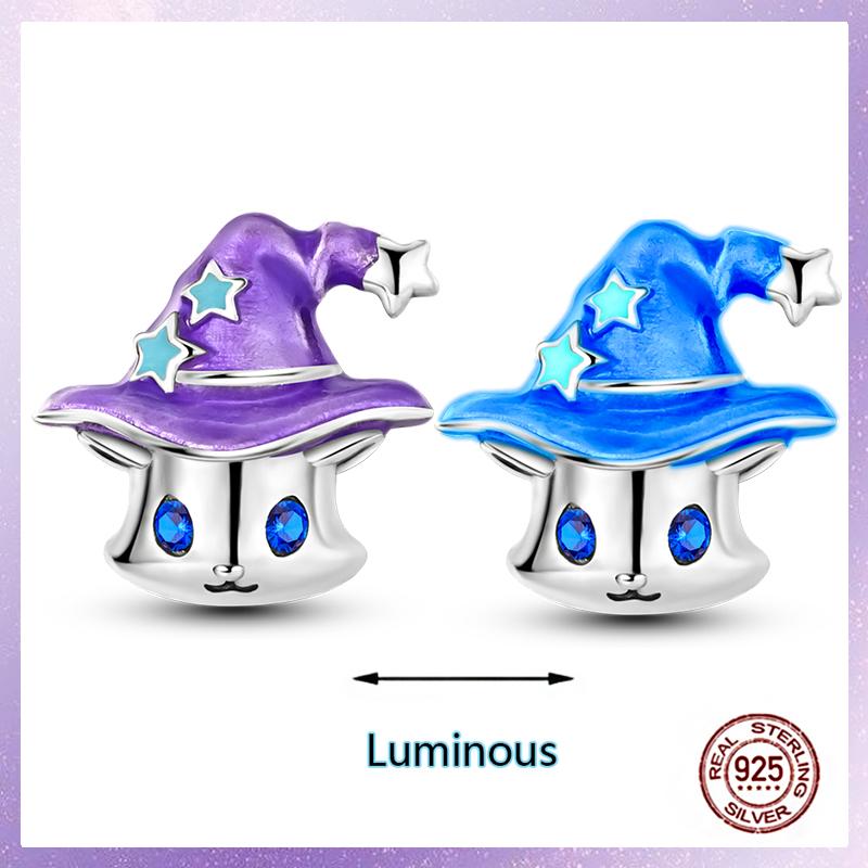 Purple Charms Copper Fit Original Pendant Bracelet Butterfly Glass Heart Feather Clip Charm Dangle Luminous Bead Diy Jewelry