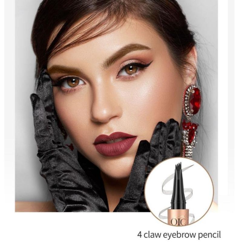 Firehovedet Øjenbrynspen Pigehoved Makeup Øjenbryn Mat Øjenbrynspen Vandtæt Tatoveringspen Gaffelspids Blyant Til Kvinder Fin Flydende Øjenbryn
