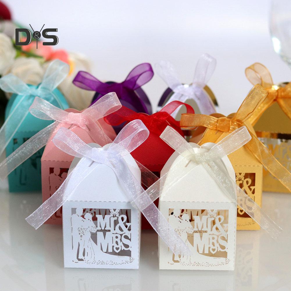 20 Stuks Uitsparing Vlinder Snoep Dozen Mr Mrs Favor Chocolade Case Party & Festival Benodigdheden