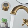 Senlesen Antique Faucet Bathroom Basin Faucet Two Handles Washbasin Taps Solid Brass Deck Mounted Hot Cold Water Mixer Tap,Gold