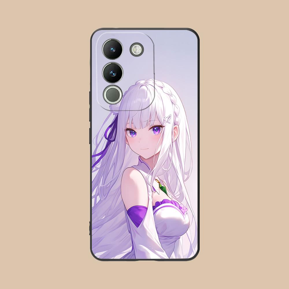 ReZero Emilia Waifu Mobile Phone Case for VIVO V60 V50 V40 V30 V29 V27 V25 V23 Pro Lite 5G Colorful Printing Cover Pretty Luxury