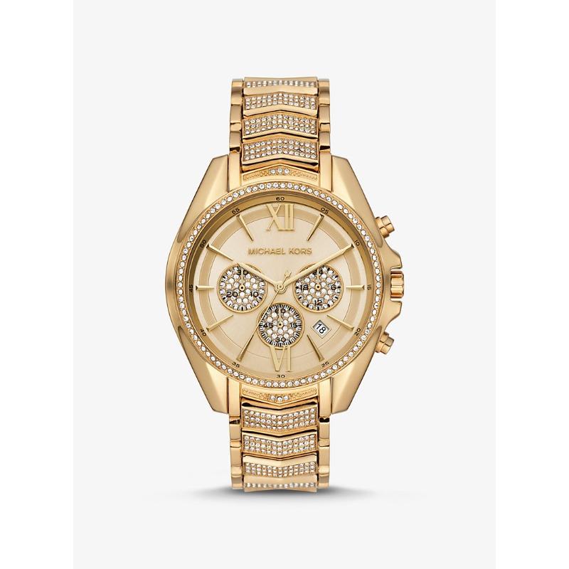 Большие золотистые часы Michael Kors Whitney с паве MK6729 золотой