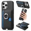 For iPhone 16 Pro Case Ring Kickstand Leather Back Cover with Magnetic Detachable Card Holder