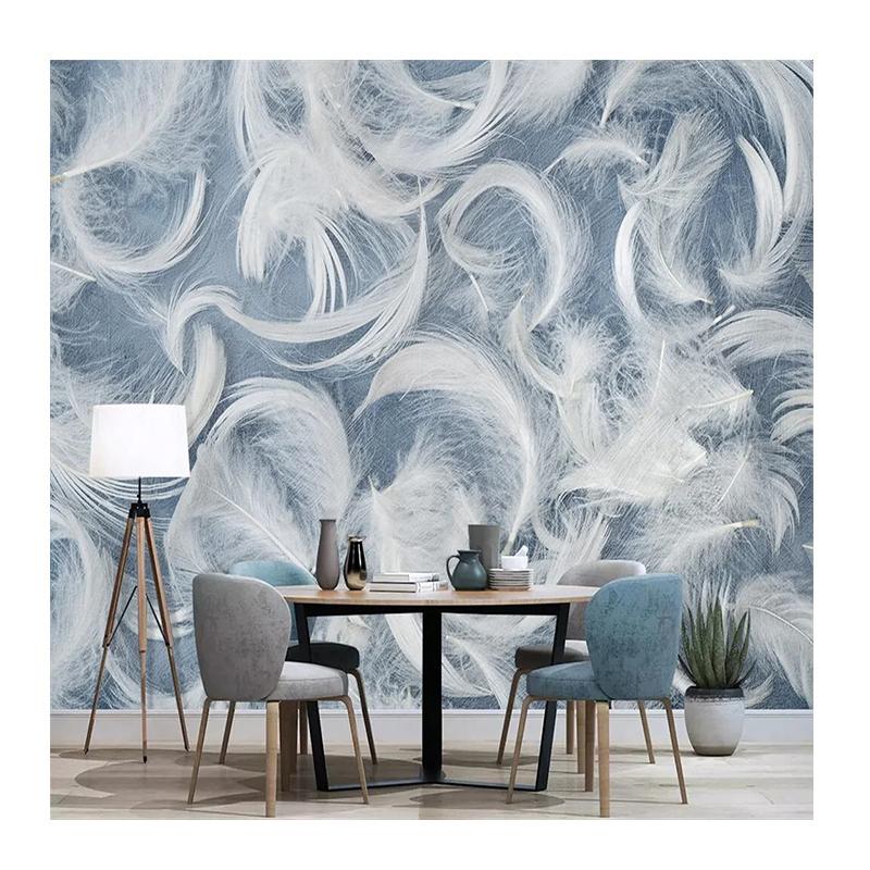 Wallpaper Photo Romantic White Feather Nordic Modern Minimalist Mural Bedroom Study Background Wall Paper