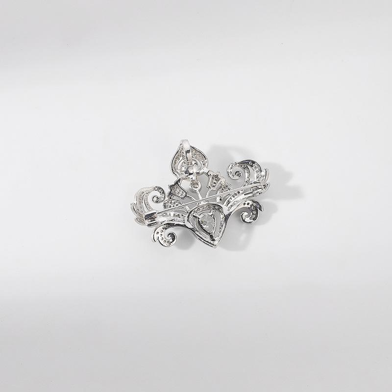 Bo Xin Yun Korean Style Zirconia Crown Brooch with Freshwater Pearl Pin Accessory