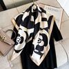 Fashion Print Twill Silk Scarf Women Hijab Muslim Headband 90Cm Square Bandana Foularf Summer Shawl Beach Echarpe