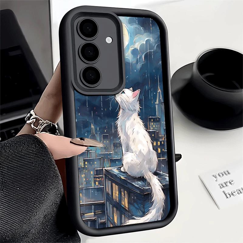 Phone Case for Samsung Galaxy S26 S25 Ultra S24 FE Healing Sense Cat Rain Shell S23 Plus S22 + S21 S20 5G Soft Silicone Funda