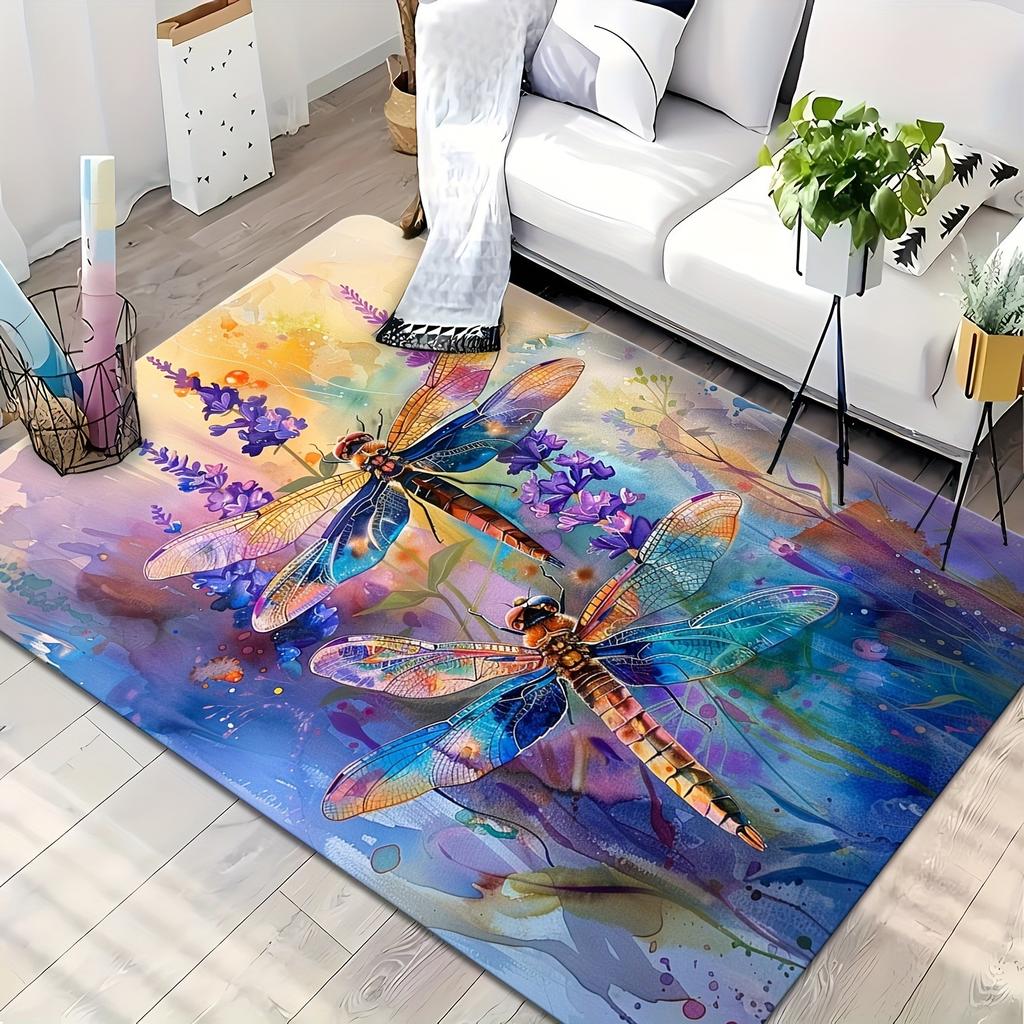 1PC Enchanted Dragonfly Garden Kitchen Rug Non-Slip Door Mat Pop Design Bathroom Rug Bath Mat Carpet for Home Sink Laundry Decor