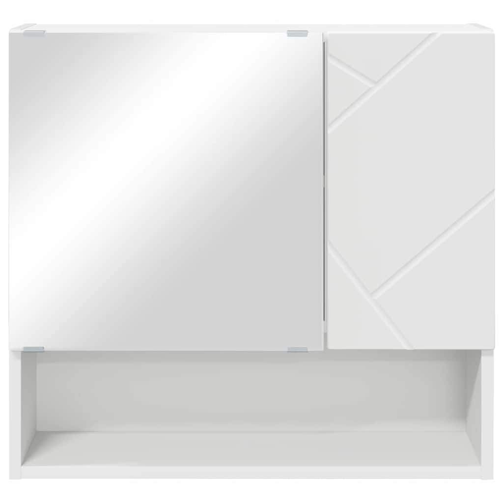 Wall Mounted Mirror Cabinet White 59 X 17 X 55 Cm Particleboard