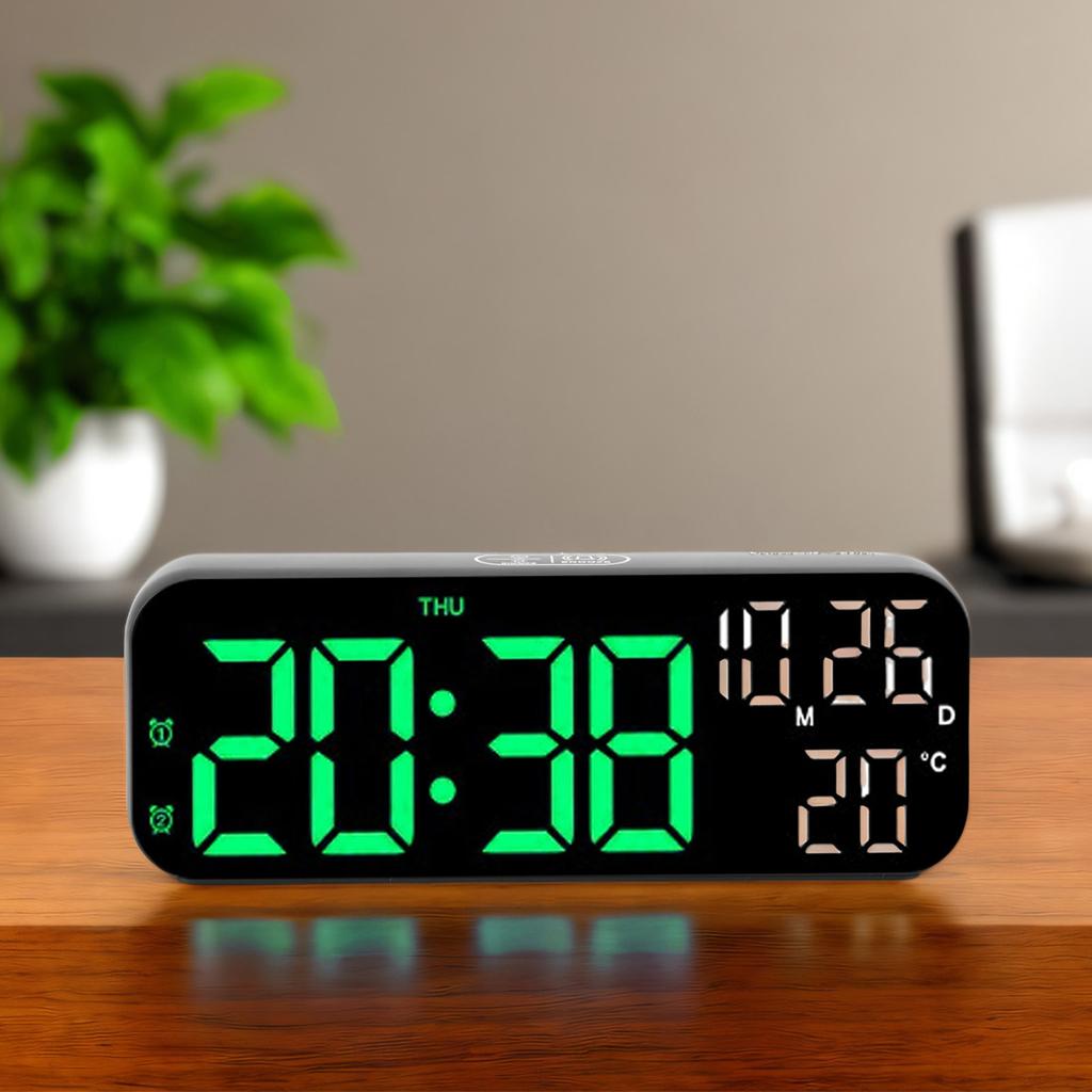 Digital Clock Dual Display Voice Control 3   Brightness Date Temp Display Countdown LED Electronic Alarm Clock