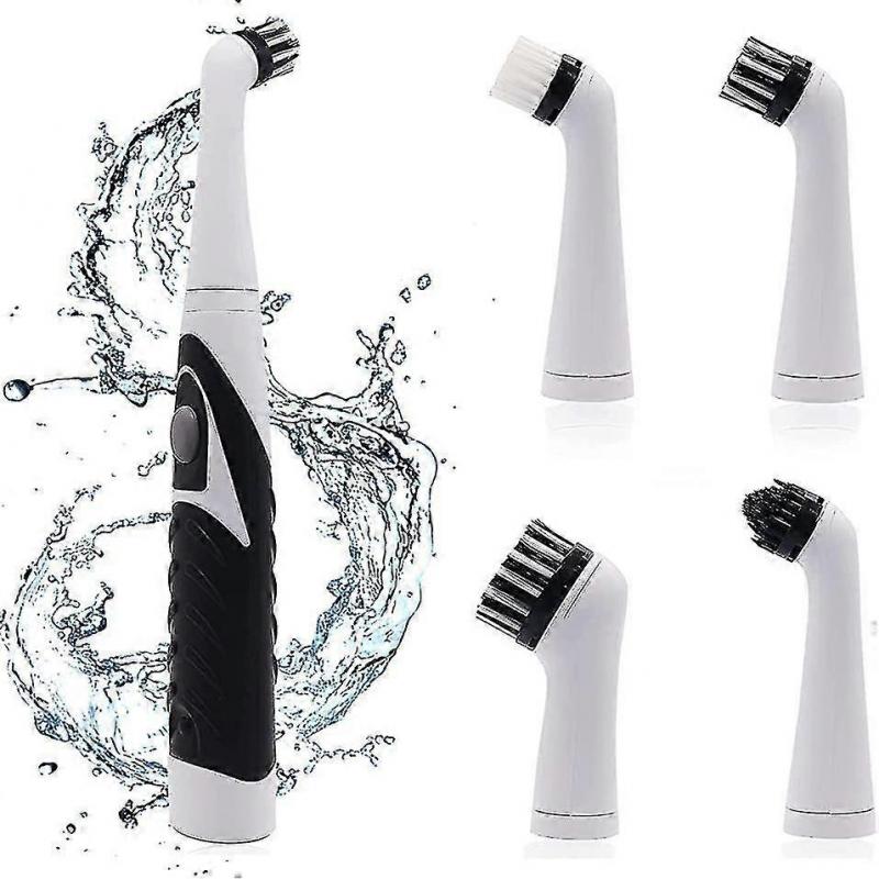 Cleaning Brushes,electric Cleaning Brush,bathroom Cleaning Brush With 4 Replaceable Heads,cleaning Kit For Kitchen,bathtub,tile,sink,wall,window