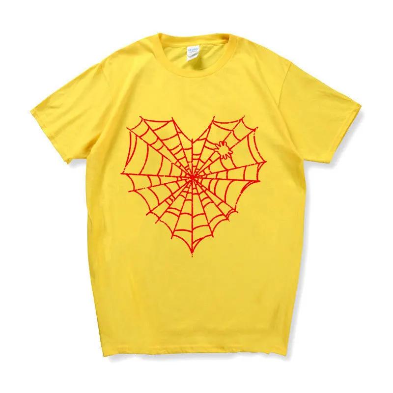 Dark Spider Web Printed Unisexs and Womens Casual Sports Tshirt Couple Modal Fabric Shortsleeved Top Streetwear Graphic Tshirts