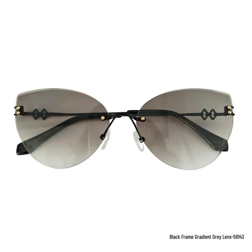Women's Frameless Oval Metal Retro Sunglasses - High-End Japanese & Korean Fashion