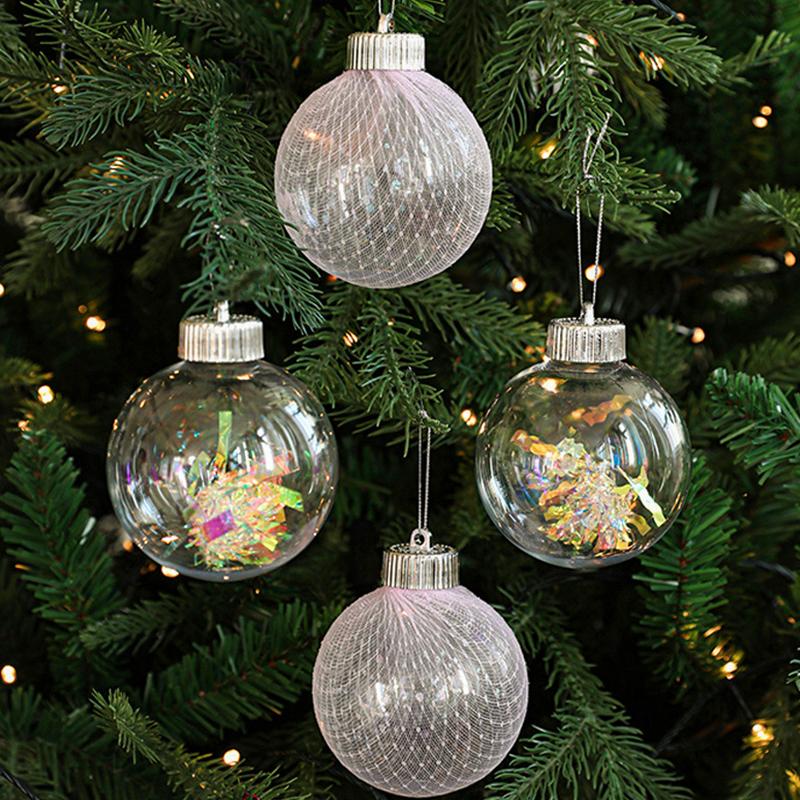 Christmas Transparent Home Decoration Mesh Design Exquisite Christmas Ornaments Venue Decoration Prop 6/12PCS/Set