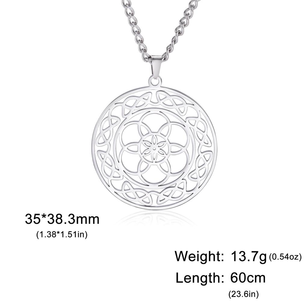 LIKGREAT Flower of Life Round Pendant Necklaces Stainless Steel Fashion Hollow Mandala Chakra Choker Jewelry Gifts for Women Men