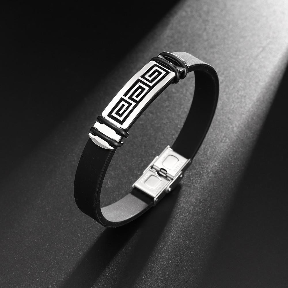 Металлический браслет-манжета Спортивный мужской силиконовый браслет Модный геометрический полый браслет Мужской праздничный сувенир Подарок