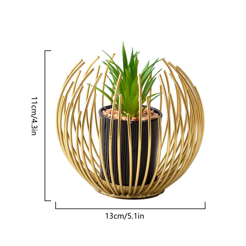 1PC Plants Holder Gold Desktop Ornament Metal Iron Home Decoration Vase Geometric Bonsai Nordic
