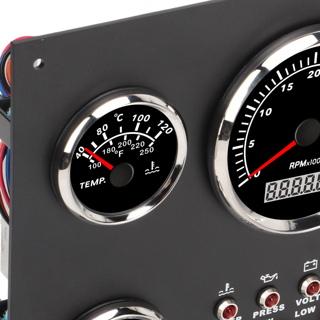 Boat Instrument Panel Tachometer Fuel Level Water Temperature Oil Pressure Meter Voltmeter 5 Dash Gauge Set Boat Gauge Panel