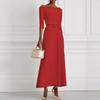 Women's clothing, spring and summer solid color fashion temperament waist one-word shoulder dress women