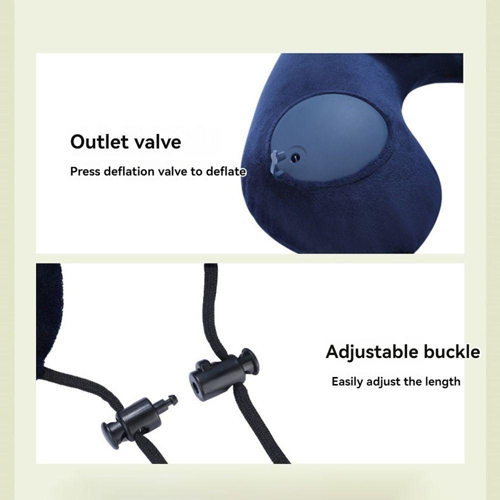 U-Shaped Inflatable Travel Pillow Hand Pressing Neck Support Cushion Neckrest Pad  Office/School