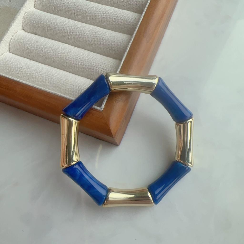 2026 Trendy Colorful Geometry Acrylic Resin Bead Bracelet For Women Summer Charm Personalized Retro Fashion Jewelry Accessories