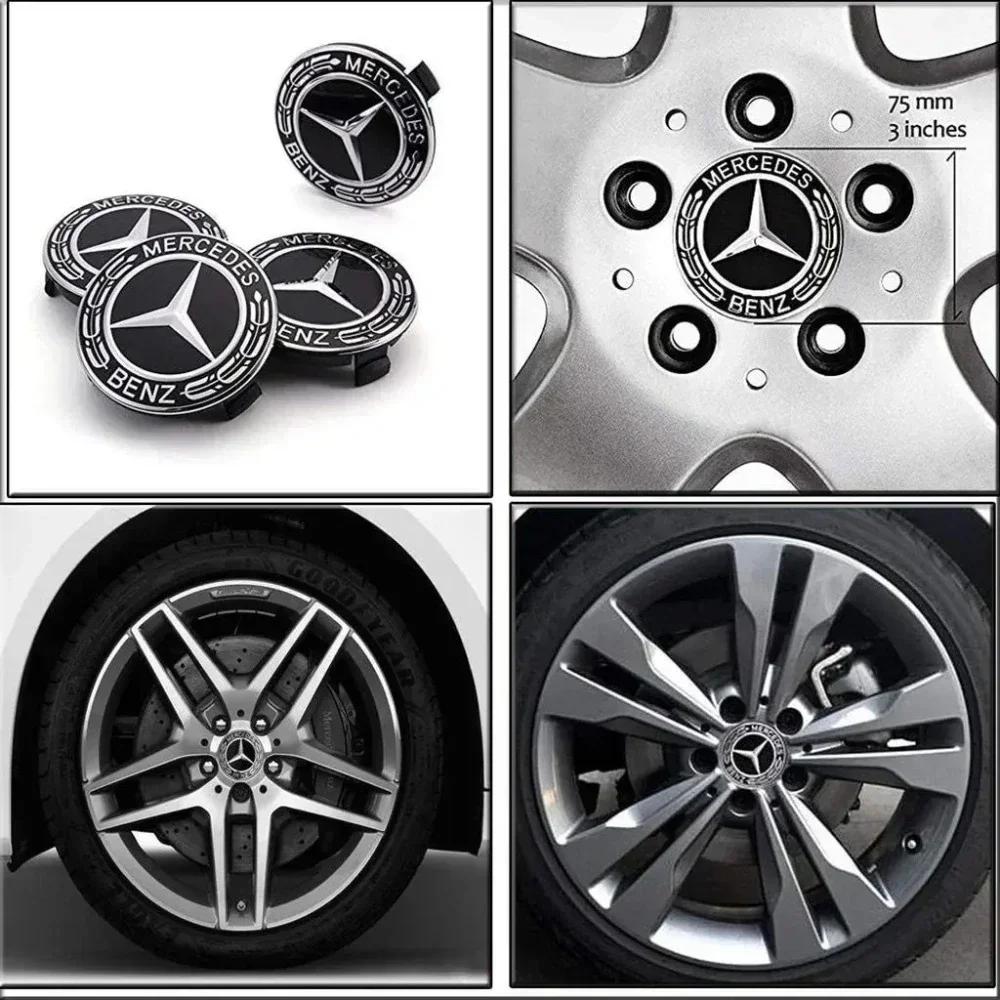 Für Mercedes Benz 4 STÜCK 75mm Auto Radnabenkappen Nabenkappen Abzeichen Zubehör Für Mercedes benz AMG C E S GLE CLC Klasse W204 W20