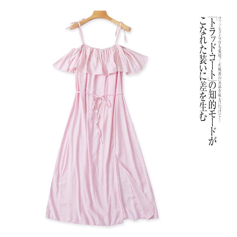 Foreign Trade European and American Single One piece Dress Women Summer New off-Shoulder Sweet French style Temperament off-Shoulder Sling Long dress