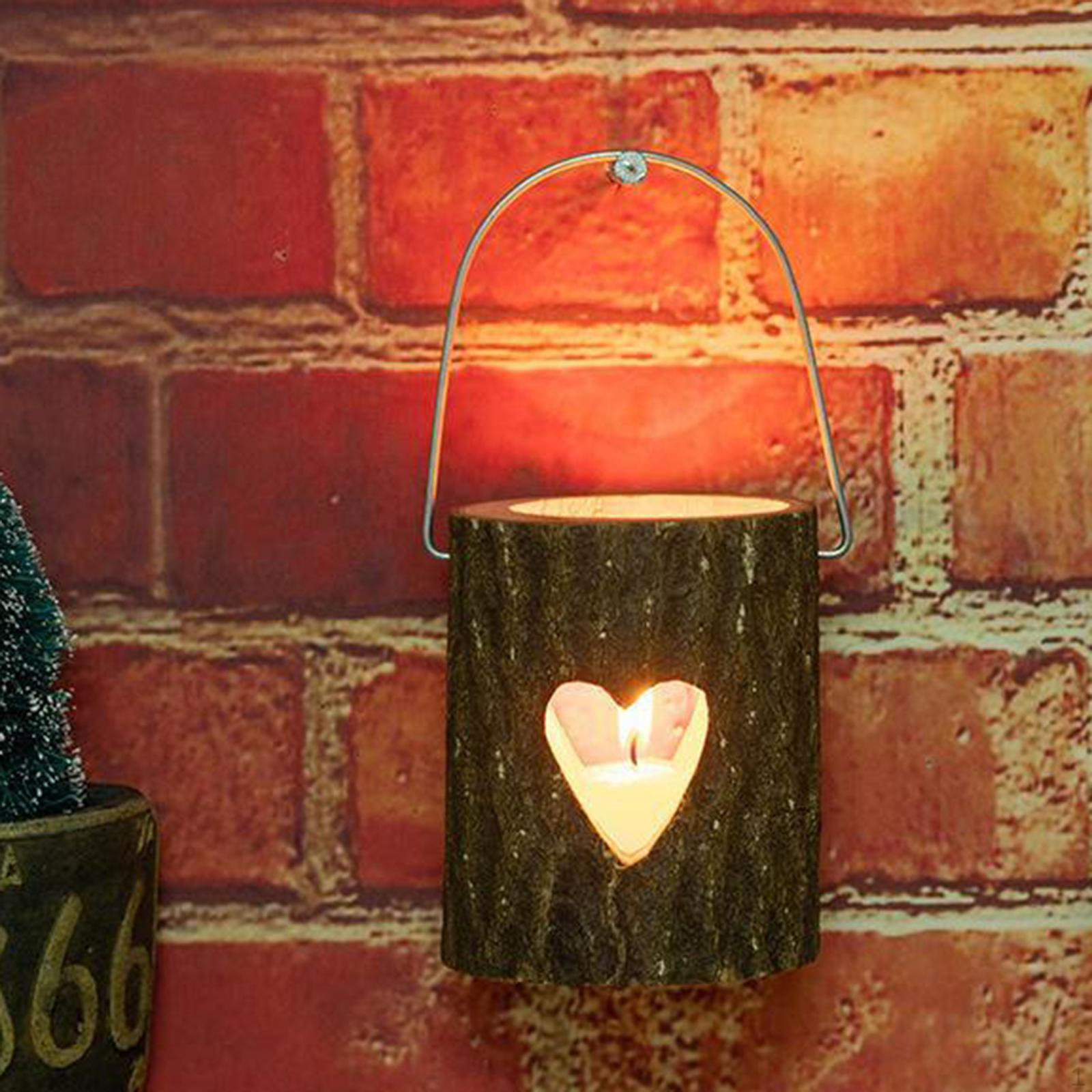 Chic Shabby Tea Light Candle Holders Wooden Holder for Rustic Wedding Party Birthday Holiday Heart Shape