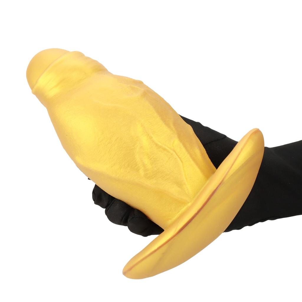 Goldener Flüssigsilikon Tragbarer Realistischer Dildo: Weicher, Großer, Outdoor Analplug für Männer & Frauen.