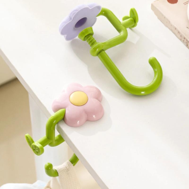 Flower Bag Hook No Drill Desk Hanger Portable Clamp for Table Edge Side Mount Organizer for Student School Classroom Desk