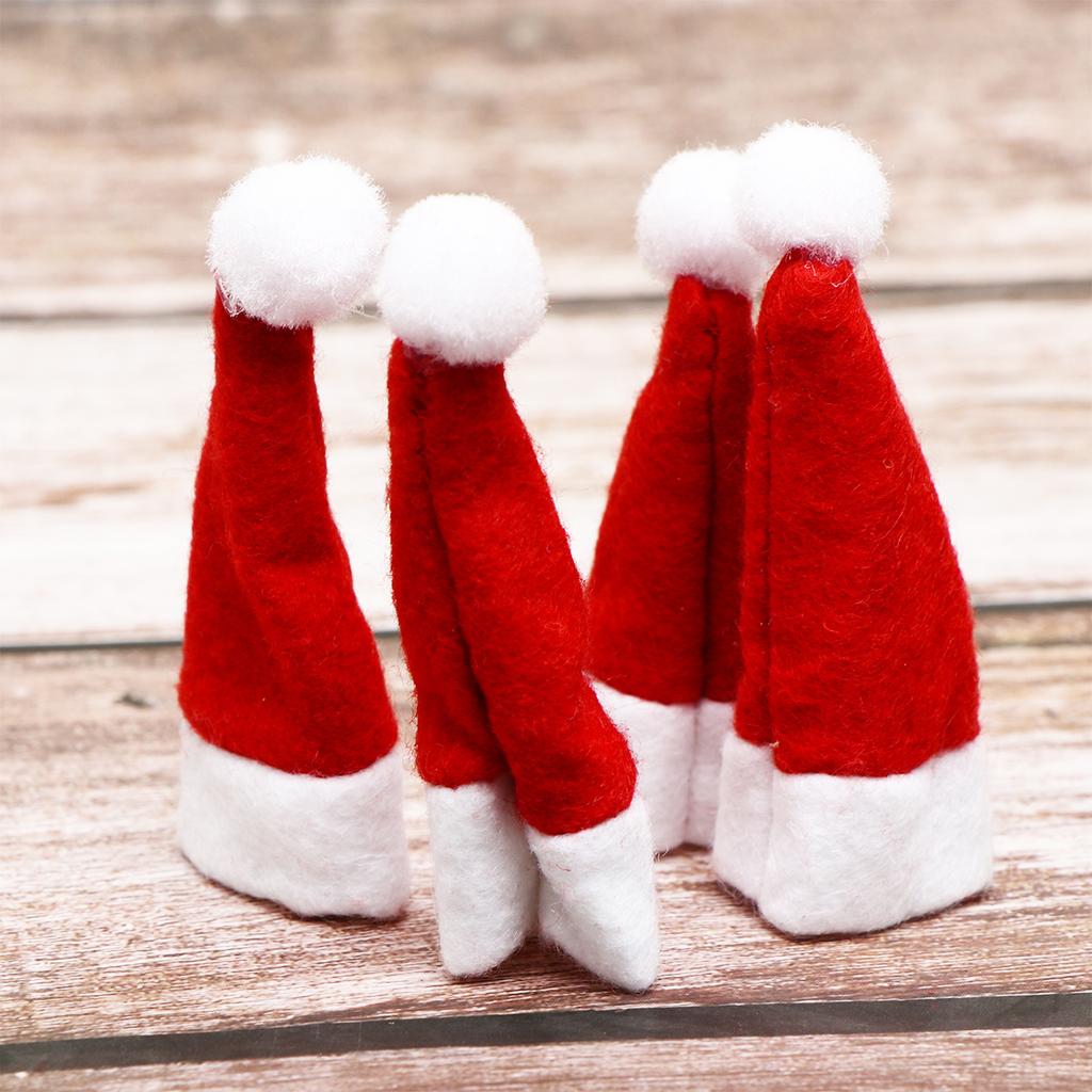 24Pcs Mini Christmas Hat for Lollipop Candy Nonwoven Cover Reusable Holiday Decor Festive Party Favors Supply Lollipop Hat