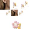 Delicate Small Flower Stud Earrings With Sparkling Gemstones For Women