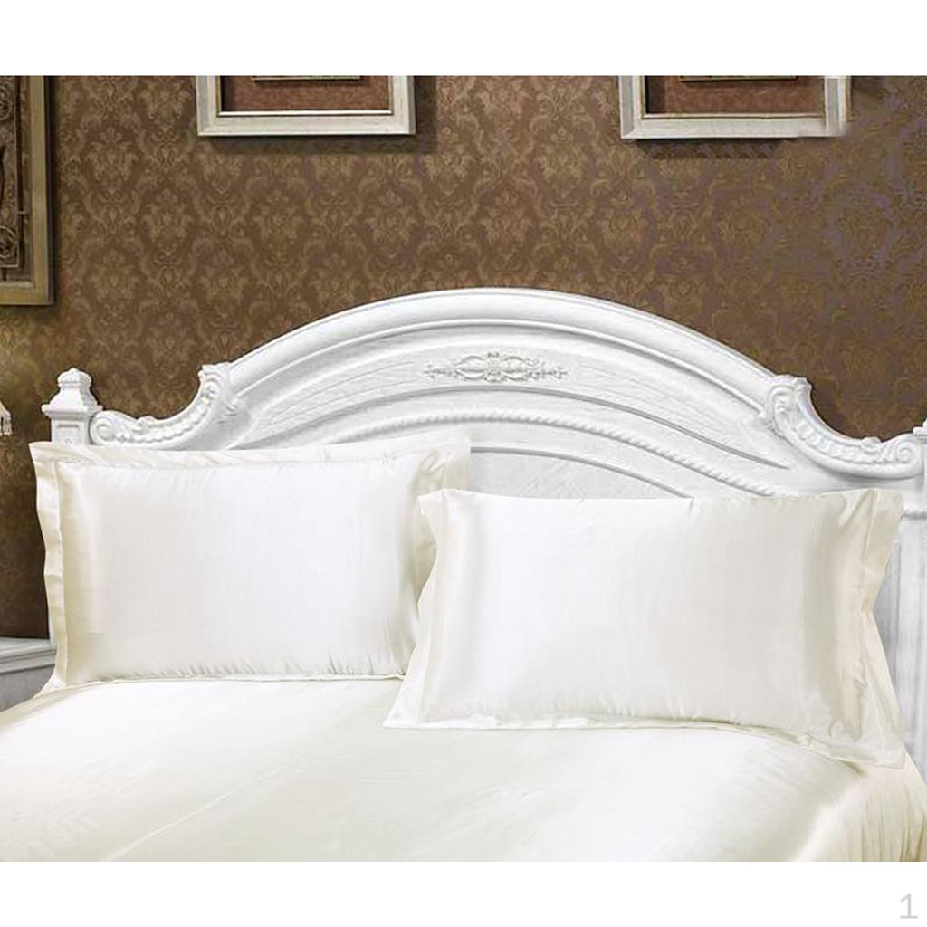 

2x Silky Luxurious ductile silk Pillowcase Anti -White