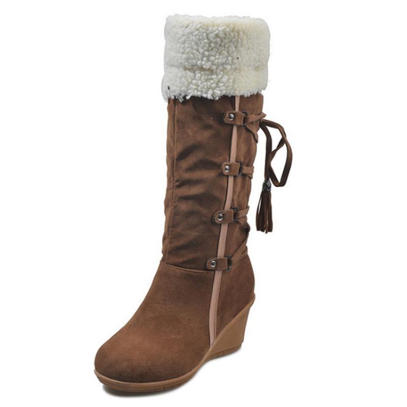 Stivali da Neve Donna Scarpe Invernali Scarpe Calde in Cotone Inverno Freddo Stivali Alti al Ginocchio Stivali con Tacco Zeppa da Donna