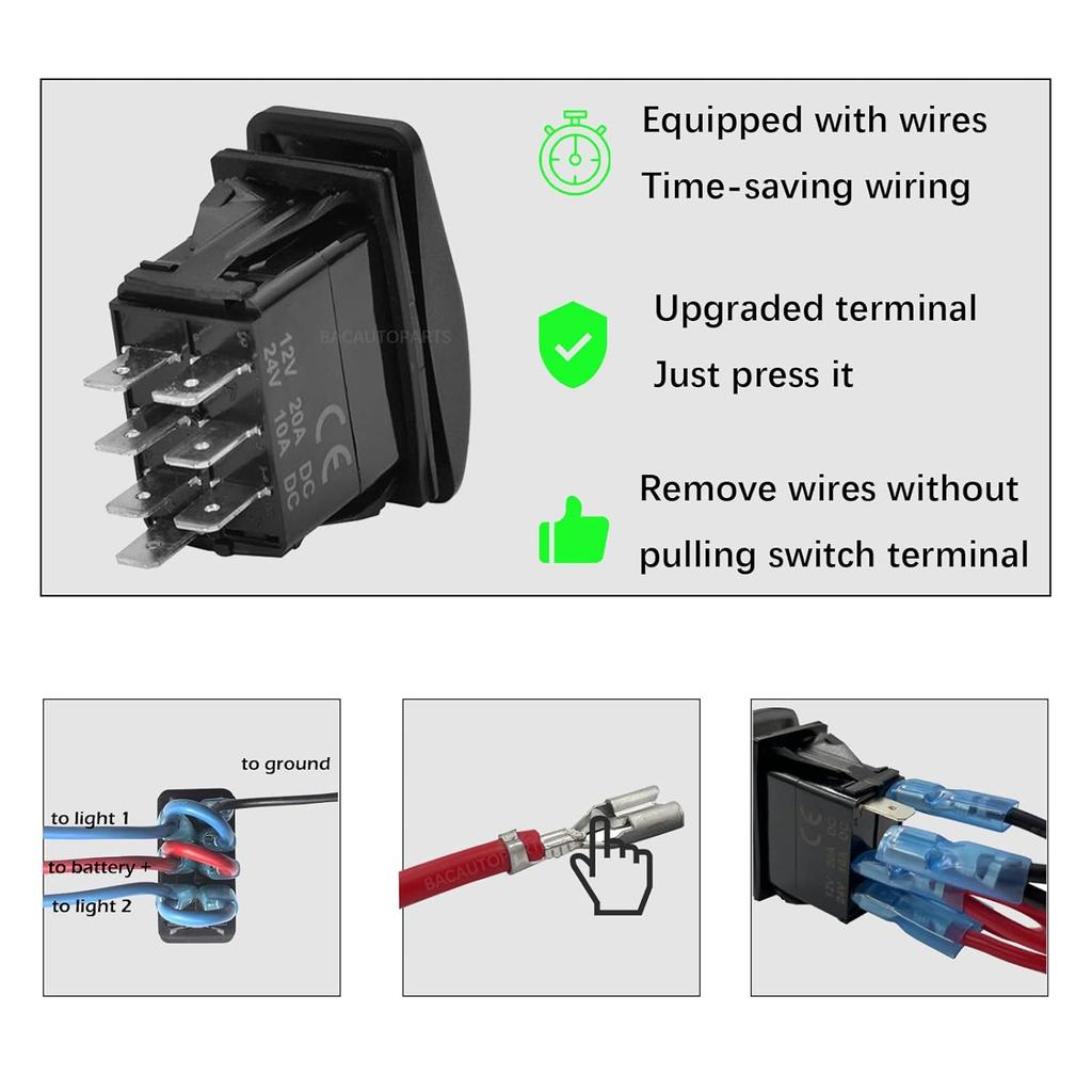 Blue Led Windshield Washer Wiper Momentary Rocker Switch 7Pin Mom (ON)-Off-ON DPDT Washer Jet Toggle Switch For Automotive UTV RZR Truck Camper RV