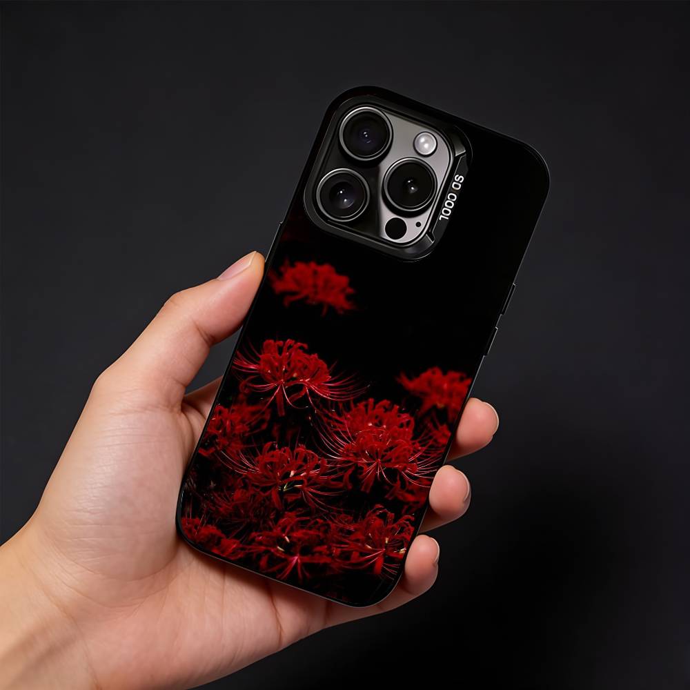 Red Spider Lily Flower Of Hell  Phone Case For iPhone17, 16,15,14,13,12 Pro Max Black Candy Matte Shockproof Cover iPhone15plus