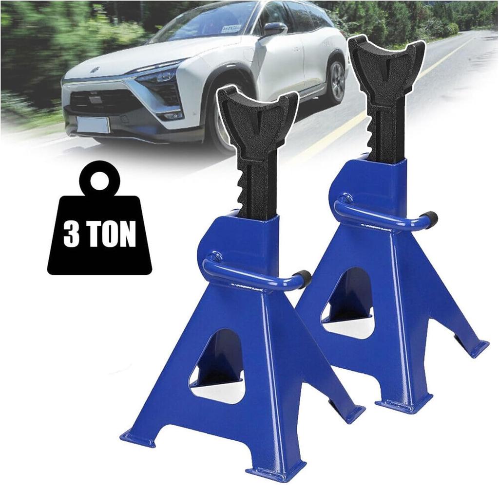 DayPlus 2pc 3 Ton Heavy Duty Steel Axle Stands for Car Van, 9-Stage Adjustable Range of 290-430mm Repair Lifting Tool Jack Stand