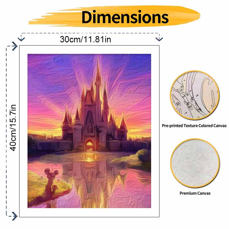 Disney fantasy castle sunset paint by numbers painting kit handmade diy home decor gifts wall art craft for adults relaxing leisure decor
