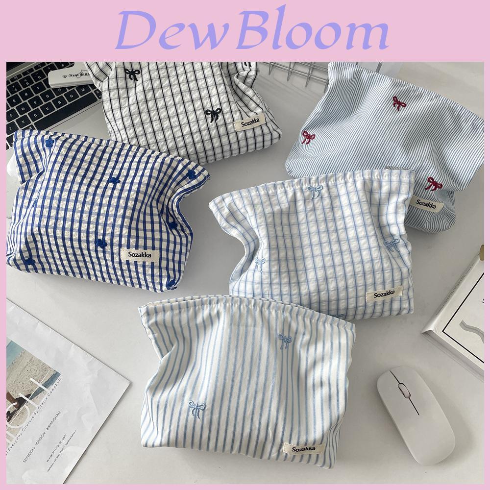 Fashionable Embroidered Plaid Makeup Bag For Women With Cotton Lining For Home Storage